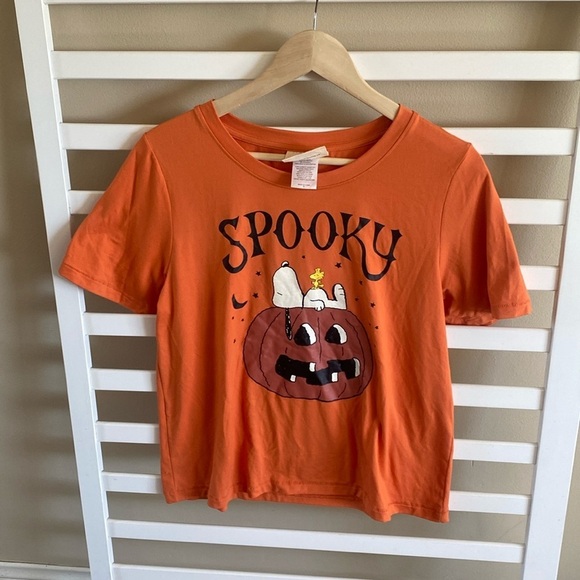 Munki Munki Women's Halloween Peanuts "Spooky" Orange Tee Size Medium - Picture 1 of 7